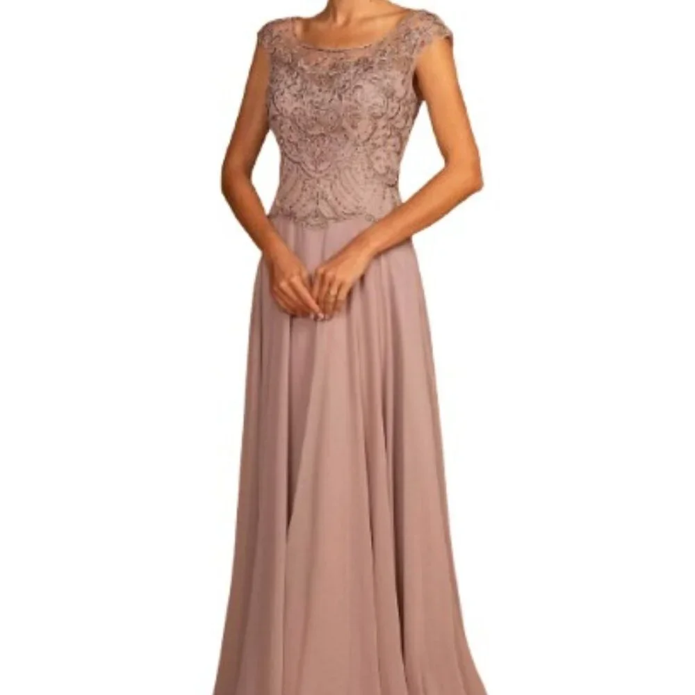 SALE NWT Elizabeth K GL2523 Chiffon Mother of the Bride Dress Mauve Size S